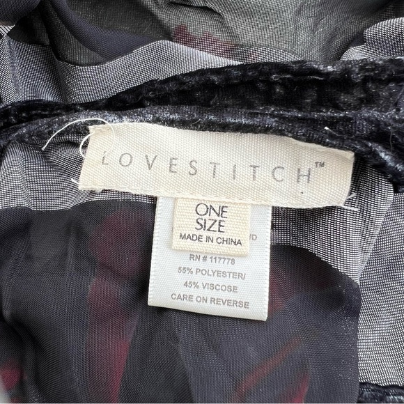 Lovestitch Black Red Velvet Sheer Burnout Kimono
Open Front Boho Bohemian Hippie - Picture 6 of 6